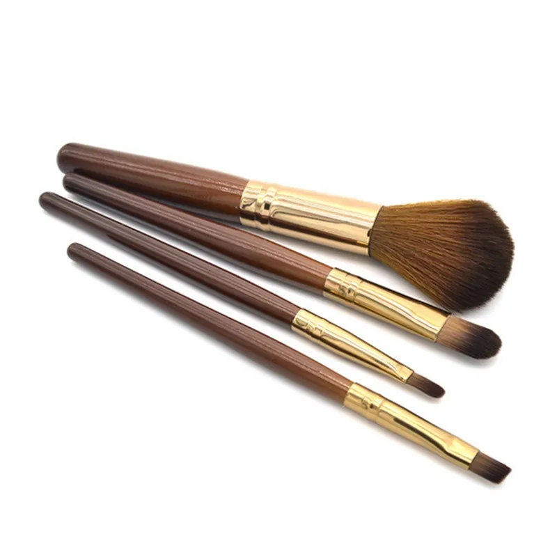 New Women Professional 4 pcs Makeup Brush Set tools Comestic Toiletry Kit Wool Brand Make Up Brush Set for Beauty H9