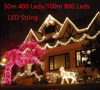 50 м 400 Led 100 600 светодиодов 800 светодиодная гирлянда для свадебной вечеринки