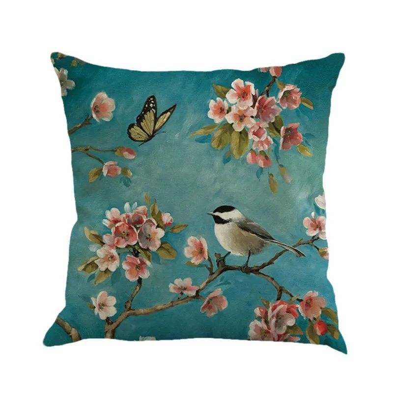 45*45 см подушки с птицами Декор для дома или автомобиля бабочка Almofada /Coussin/льняные