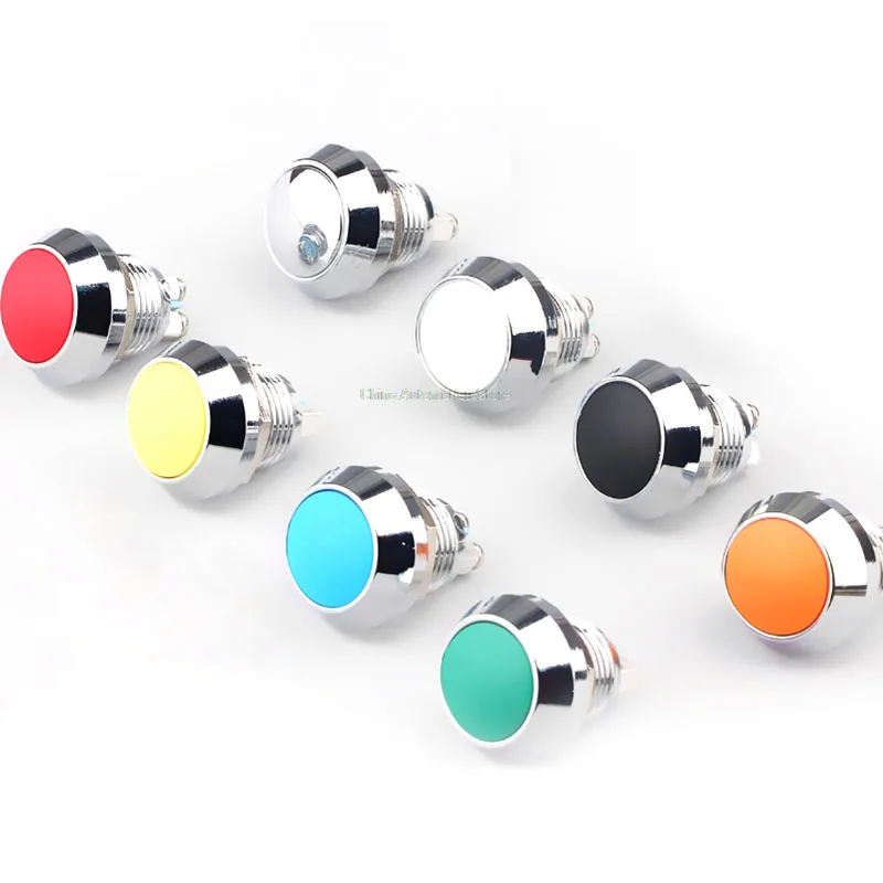 12 мм Мгновенный металлический кнопочный переключатель цветные переключатели