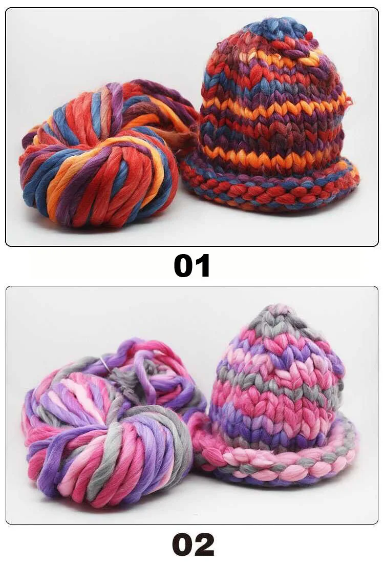 Смешанные цвета сверхплотная шерстяная массивная пряжа объемная ровная большая