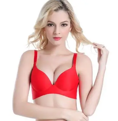 Женский бесшовный бюстгальтер с чашками пуш ап и глубоким v образным