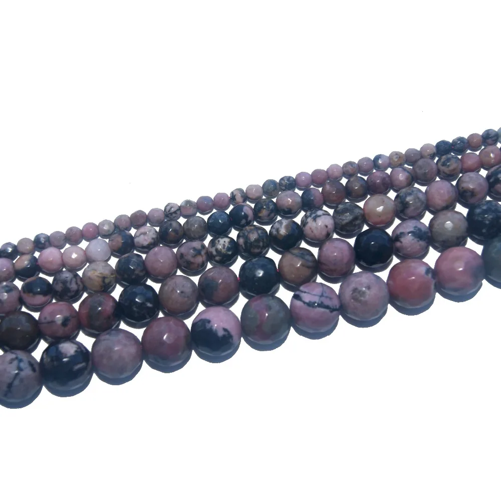 Faceted Natural Stone Black Lace Rhodonite Beads 4 6 8 10 12 MM Pick Size For Jewelry Making Charm DIY Bracelet Necklace | Украшения и