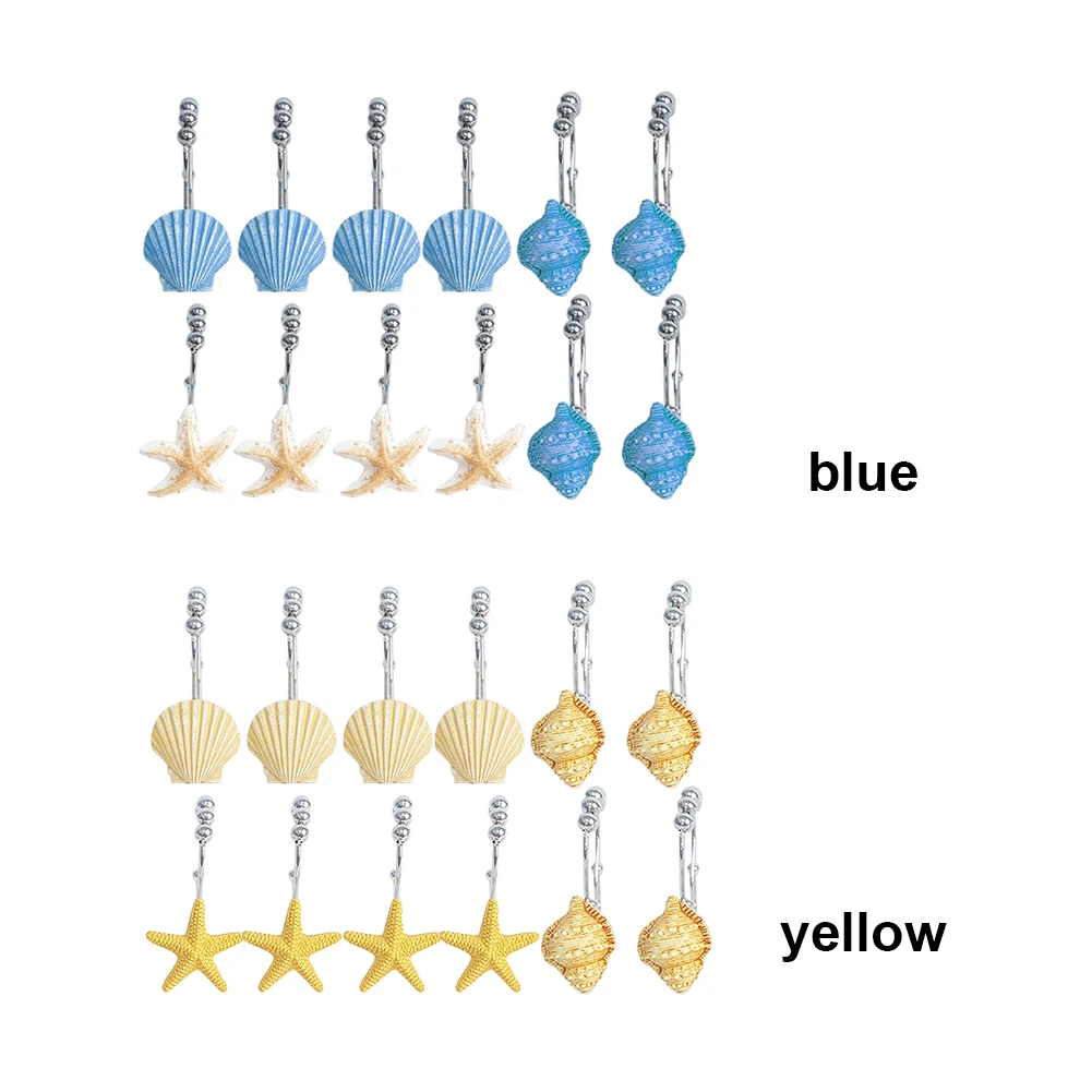 12pcs Ornament Conch Seashell Home Decor Double Waterproof Rustproof Glide Curtain Hook Resin Shower Durable Accessories Rings | Дом и сад
