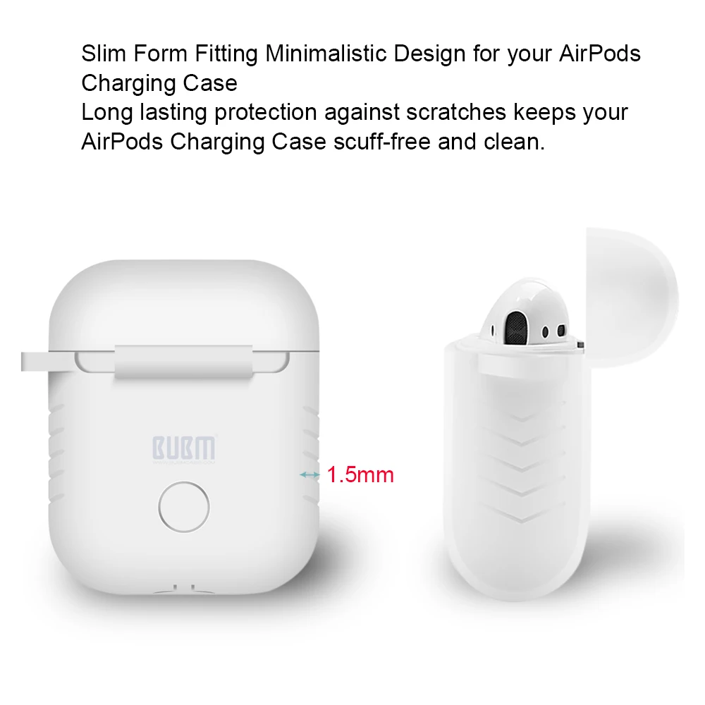 BUBM AirPods Case Protective Silicone Cover and Skin Perfect Fit for Apple Airpods Charging with Hand rope Carabiner | Электроника