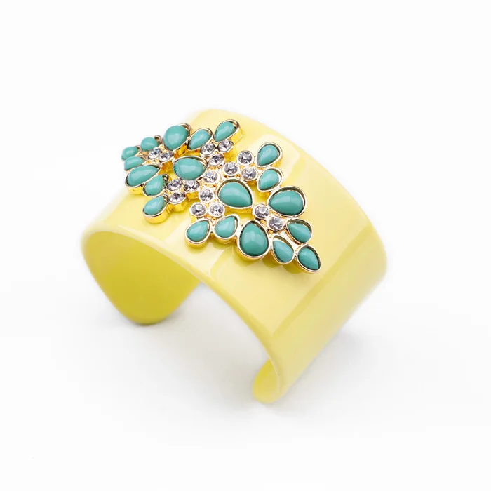 5 типов модных акриловых широких манжет женские браслеты с цветочным рисунком