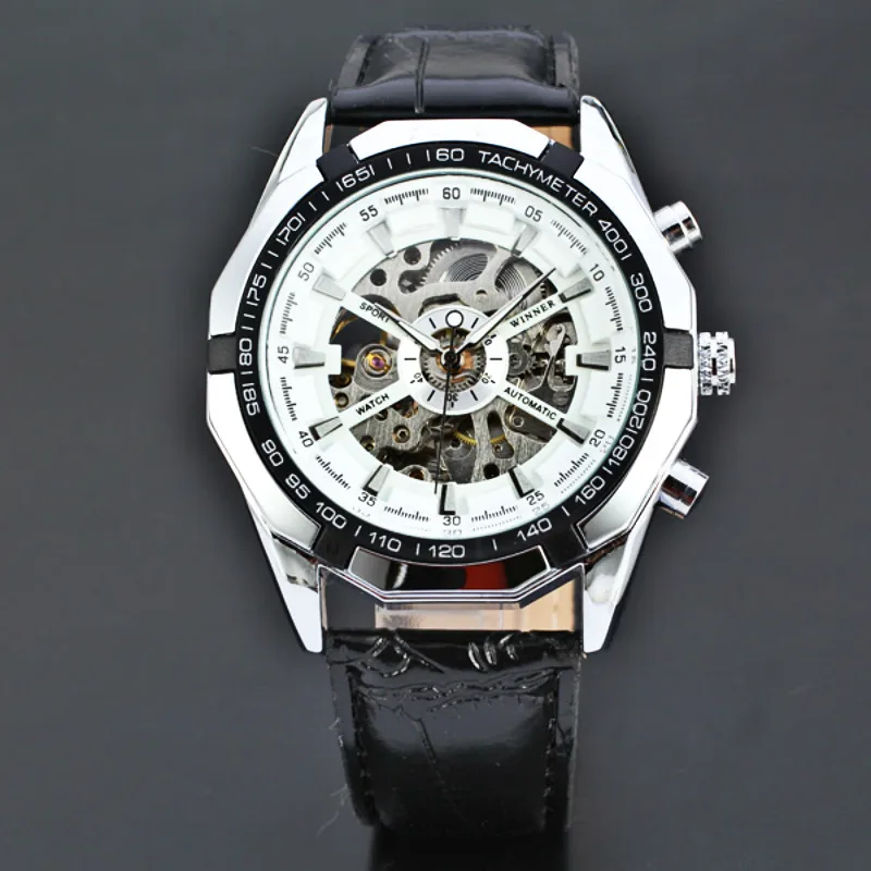 Мужские брендовые автоматические часы-скелетоны с автоподзаводом мужские