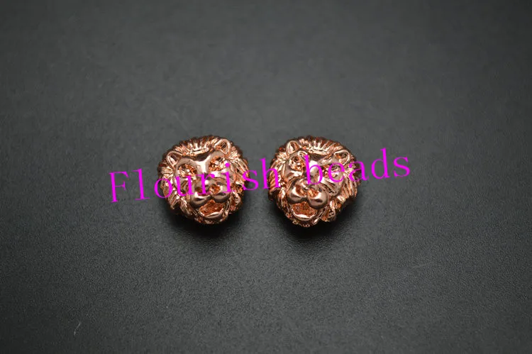 

Lion Head Metal Spacer Bead Charms Cool Style Gold Color Black Gun Metal Rhodium Rose Gold Fit Various Necklace Making 50PC