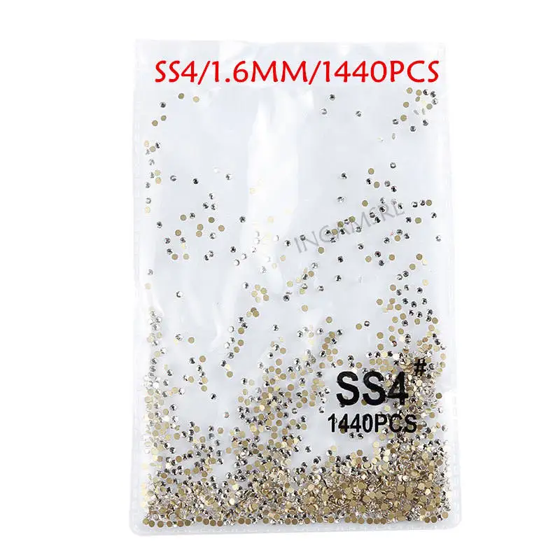 Супер блестящий, 1440 шт, SS3-SS10, плоские с оборота, разные цвета, стразы для украшения ногтей и танцев 052