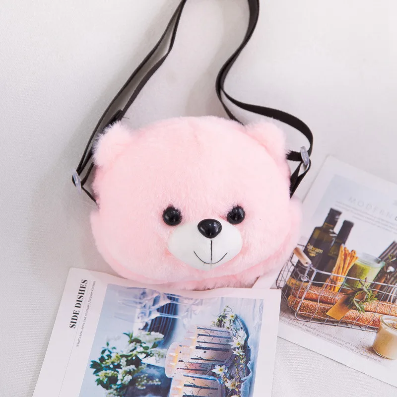 Pink Милый плюшевый Плюшевый Медведь Рюкзак Kawaii медведь плюшевый медведь игрушка детская сумка через плечо Подарок детская игрушка для маленькой девочки - Color: Pink