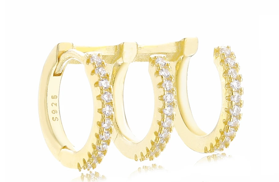 LEFT GOLD EARRING Moonmory Fashion 925 Sterling Silver Single Earring Mara Triple Miracle Left In Silver Gold Rose Gold With Clear CZ Ear Cuff - Окраска металла: LEFT GOLD EARRING