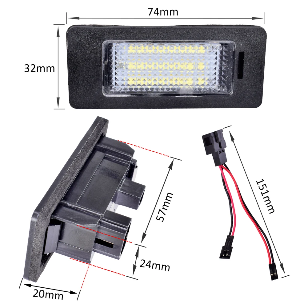 2 шт. Автомобильный светодиодный номерной знак 24SMD 3528 супер белый для Audi Q5 A1 A4 A5 A6 A7