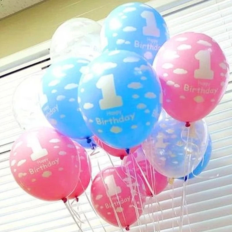 10 шт 12 дюймов с днем рождения воздушные шары 1st на день Юбилей Baby Shower девочка
