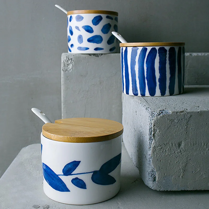 Japan Zakka Style керамическая бутылка для хранения герметичная банка специй Бамбуковая