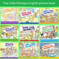 9 booksset the five little monkeys english coloring story picture book children kids early education books baby english