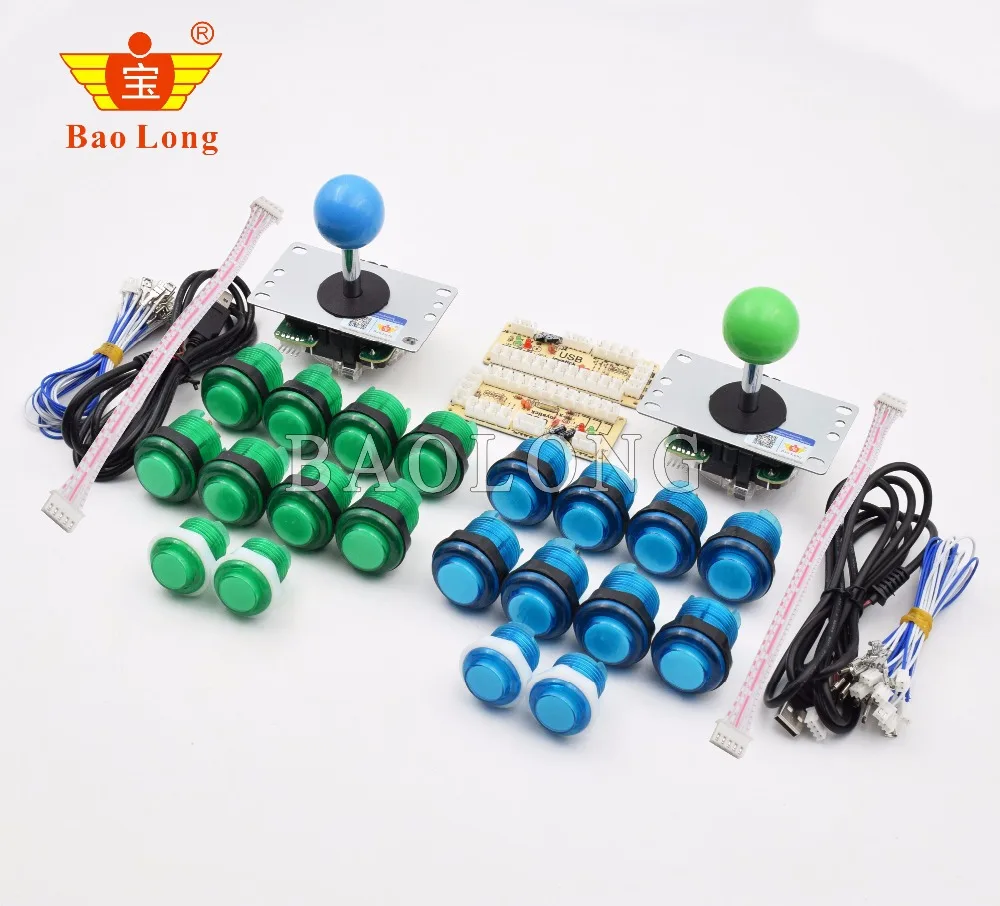 DIY аркадная игра джойстик наборы LED аркадные кнопки + USB контроллер кабели для