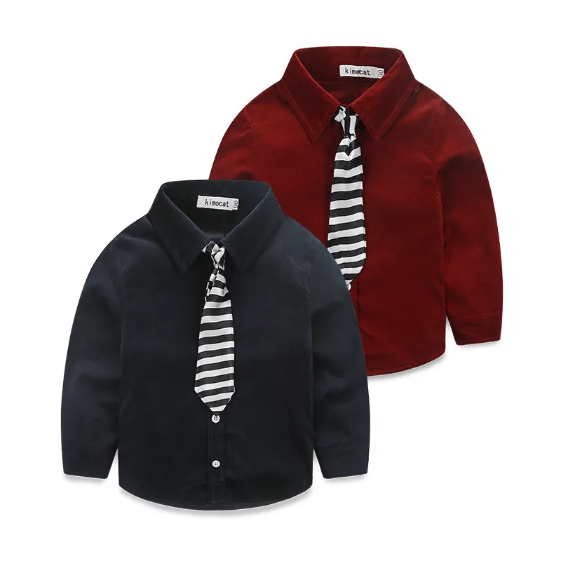 Fashion Children's clothing sets autumn&ampspring Baby Boys child denim suit set cotton long sleeve dress shirts+trousers jeans+tie |