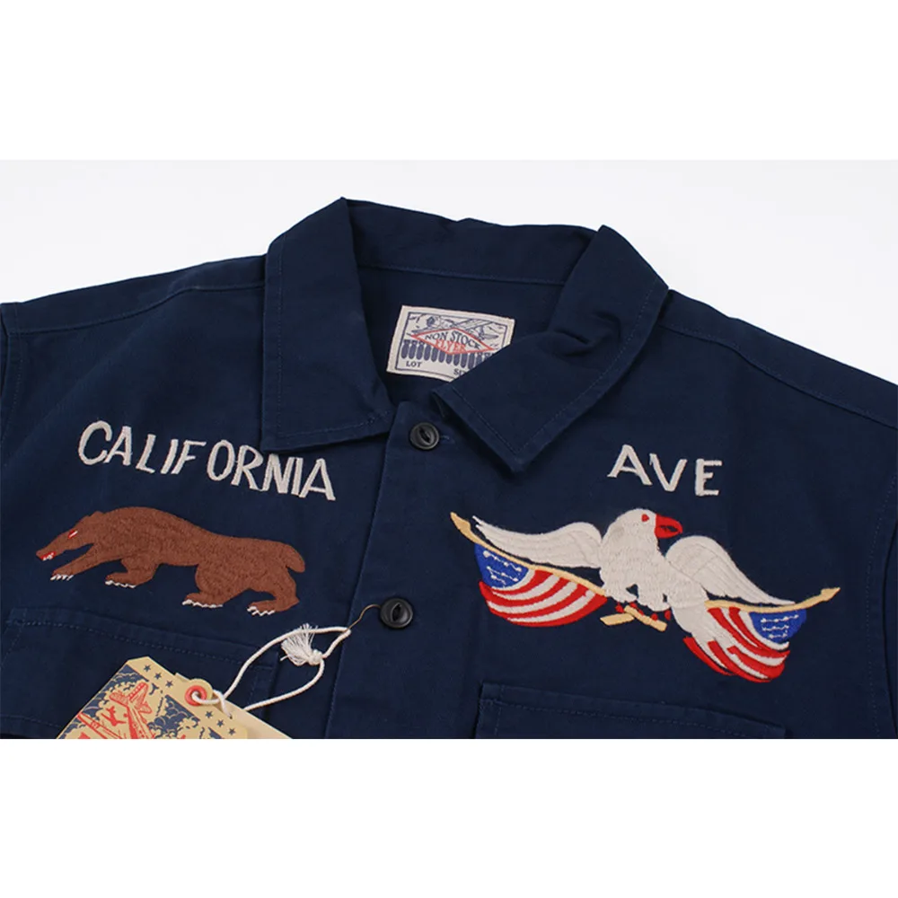 Осень Зима холст вышивка с длинным рукавом рубашка мужская карго Camisa Chemise Homme