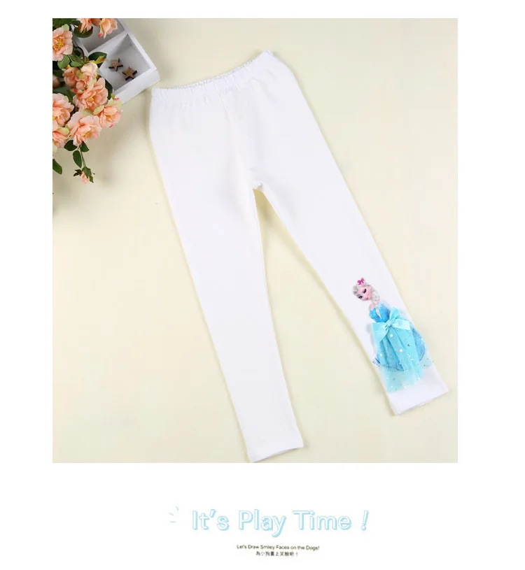 Cute Girl Elsa Anna Cartoon Trousers Kids Anime Leggings Colorful Long Pants 3D Princess Doll Legging Children Clothing