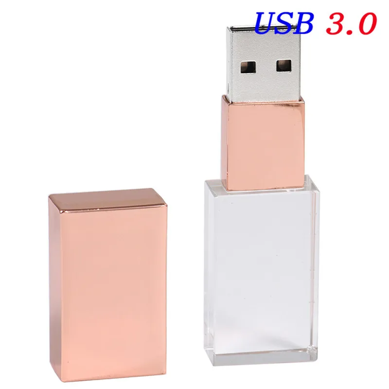 Rose gold JASTER USB 3,0 модный Кристальный флеш-накопитель cle USB 4GB 16GB 32GB 64GB свадебный подарок флешка(более 10 шт бесплатный логотип - Цвет: Rose gold