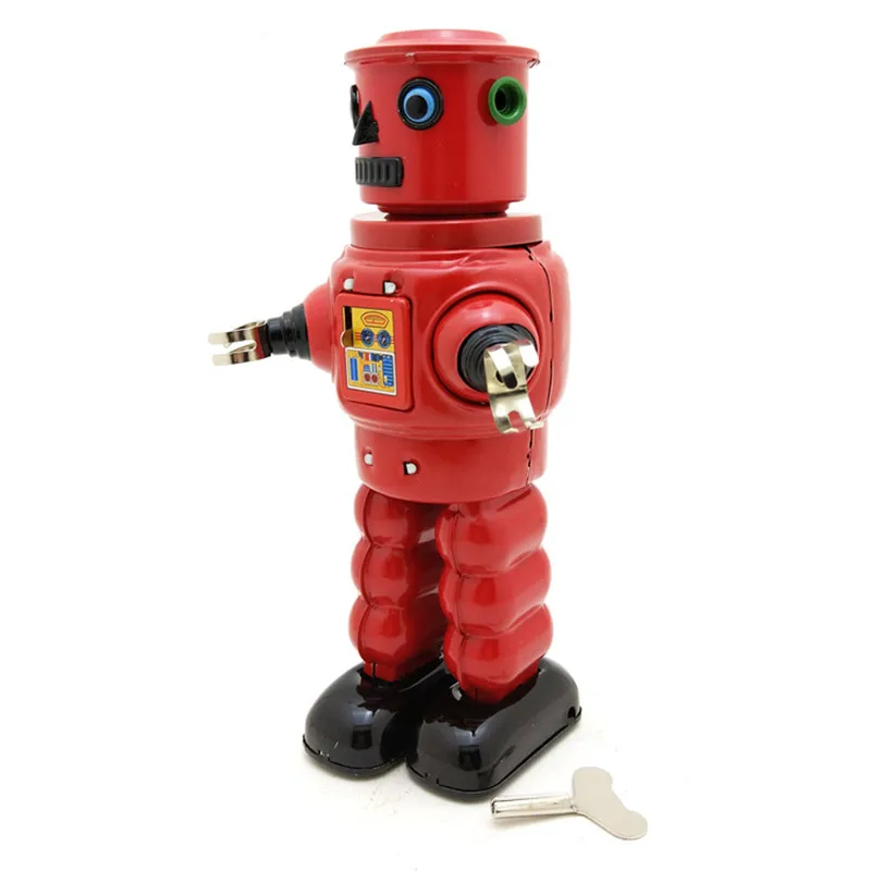 Винтажная ретро Механическая жестяной робот-игрушка ROBY классический заводной Коллекционная жестяная игрушка для взрослых детей коллекционный подарок - Цвет: red