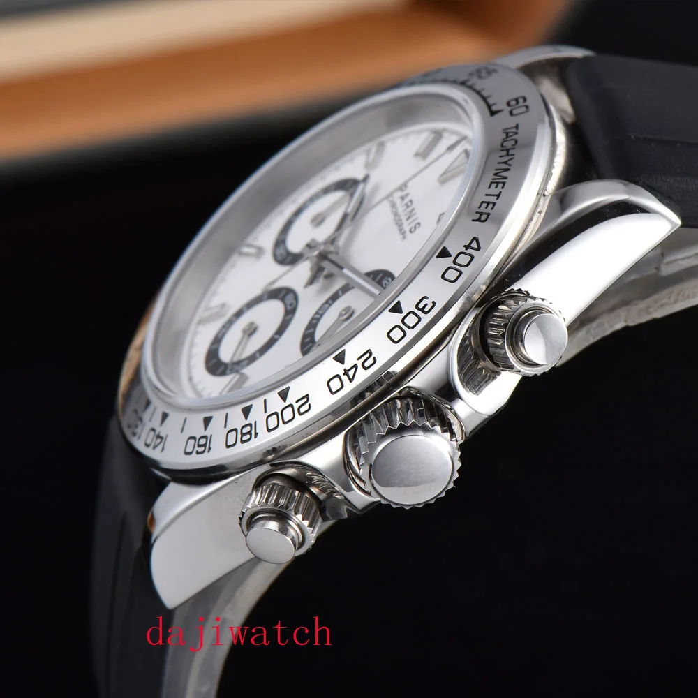 Parnis39mm мужские часы с хронографом сапфировые кварцевые повседневные наручные часы wat ch спортивные часы