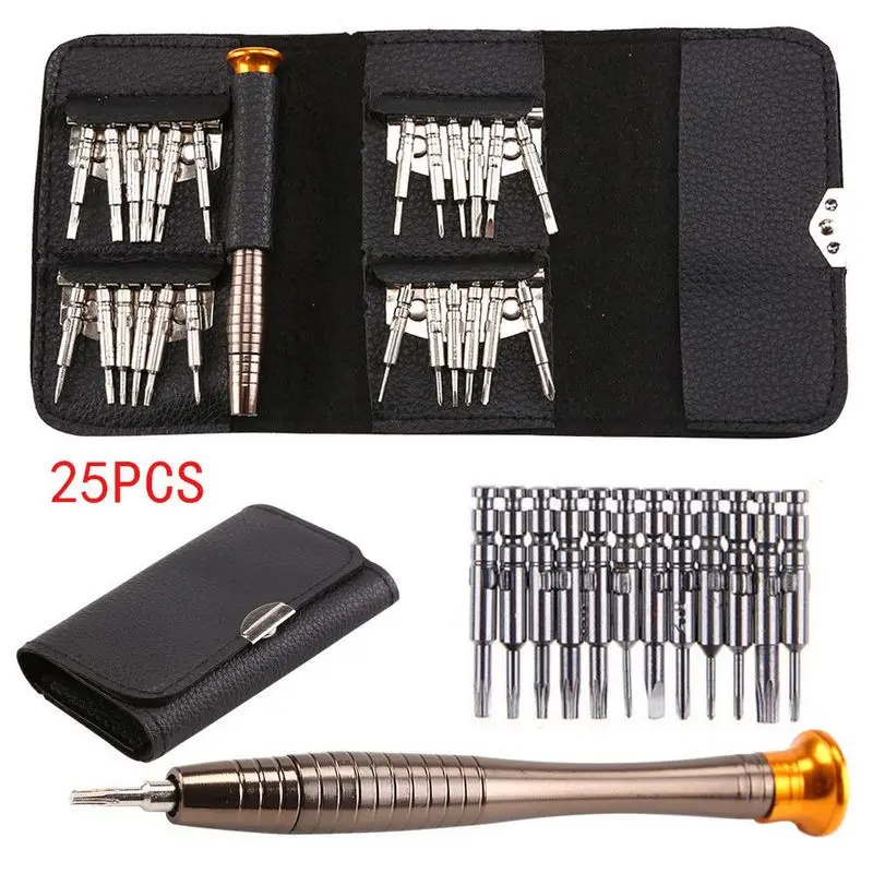 

25 in 1 Screwdriver Repair Tool Kit Torx Screwdriver Wallet Utility Kit Set Repair Tools For Phone Hand Tools with Leather Pouch