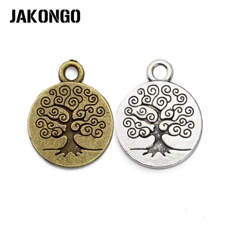 

JAKONGO Antique Silver Plated Tree of Life Charms Pendants for Jewelry Making Bracelet DIY Craft Accessories 10pcs