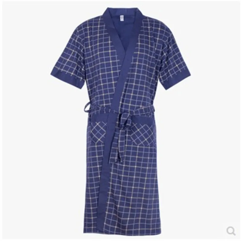 Robes Men Summer Short-Sleeve Thin Cotton Robes Men Loose Bathrobes Plus Size 4XL boy youth Robe