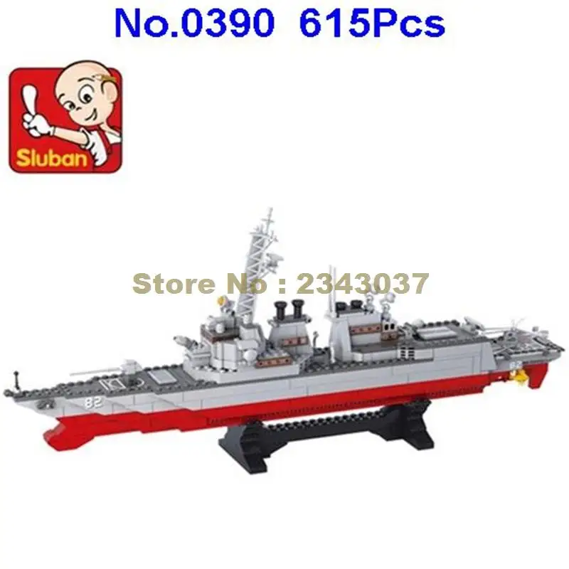 Конструктор Sluban 0390 615 шт. военный разрушитель игрушечный корабль|building blocks|block