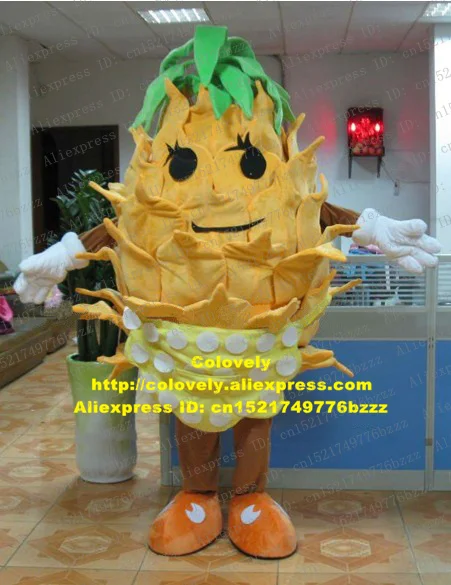 Яркий желтый дракон ананас абакси фрукты питая костюм талисман с тело черные