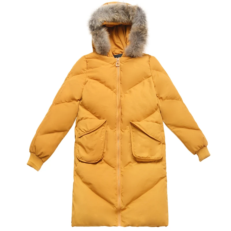 2020 Зимняя парка пуховик женское длинное пальто с меховым воротником и капюшоном