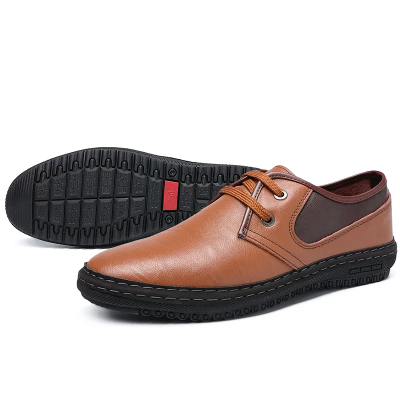 Fashion Autumn New Man Casual Genuine Leather Shoes Mens Lace-Up Loafers Simple Stylish Male Footwear Oxford For Men | Обувь