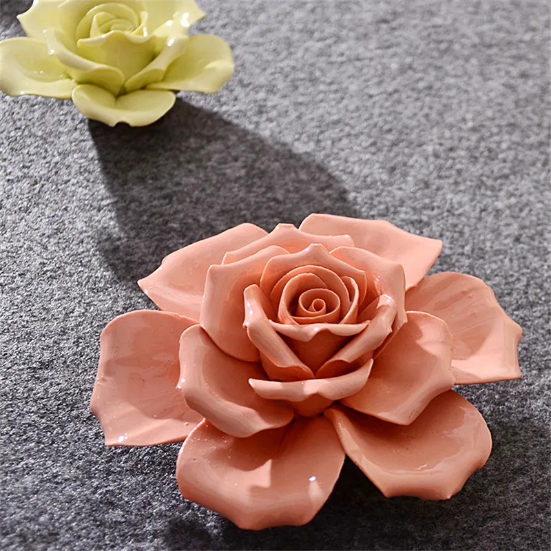 3D Роза Камелия настенные украшения кулон Керамические ремесла цветок домашний