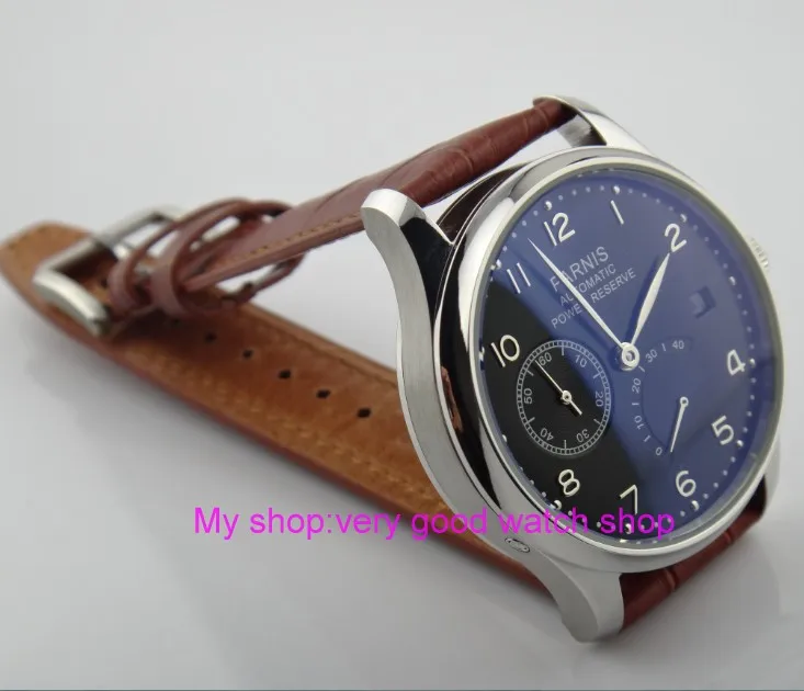 Мужские механические наручные часы PARNIS черные циферблаты 43 мм с автоматическим