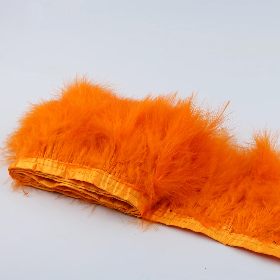 Полоска для бахромы с пушистыми перьями оранжевое украшение сделай сам