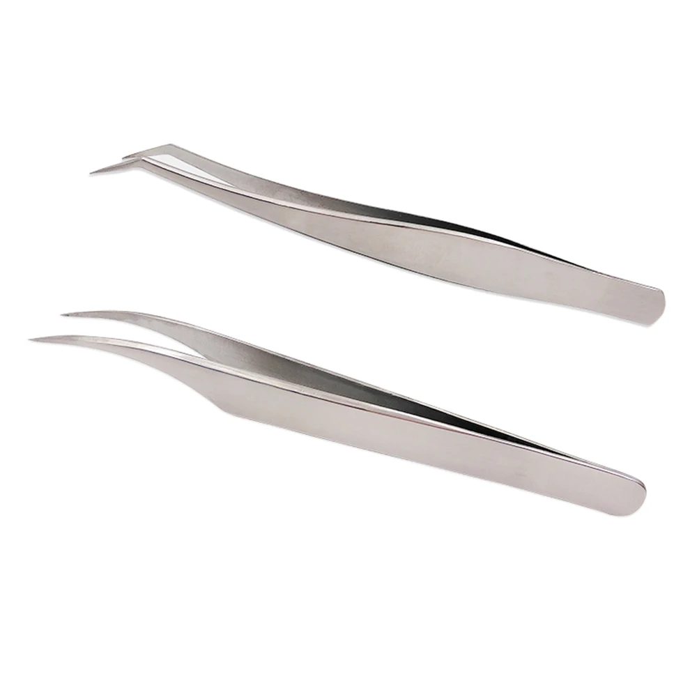 2pcs Stainless Steel Extension Lashes Tweezers Tools for 3D 6D Volume Mink Eyelash | Красота и здоровье
