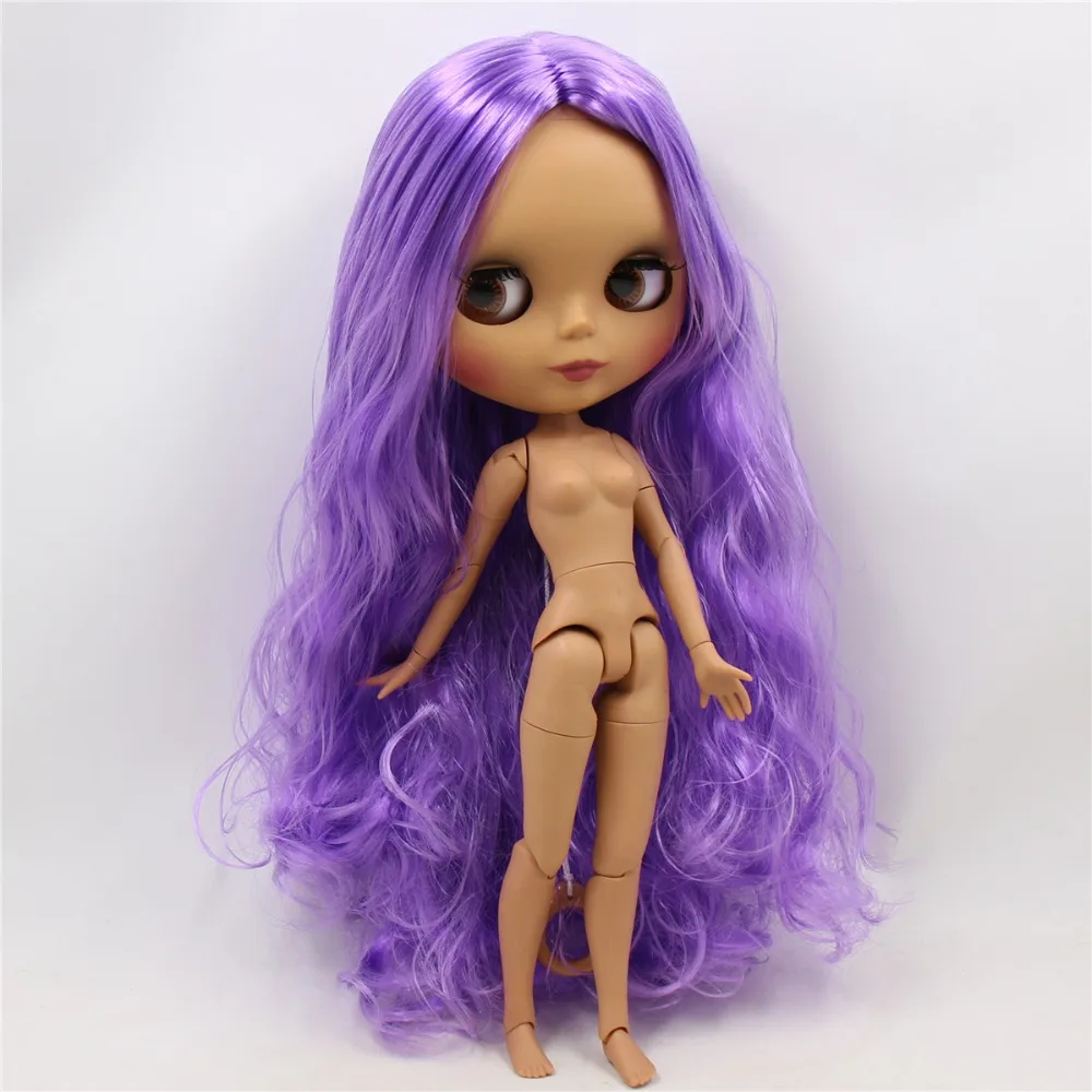 

ICY DBS Blyth Doll 1/6 bjd joint body dark skin matte face purple hair 30cm toy