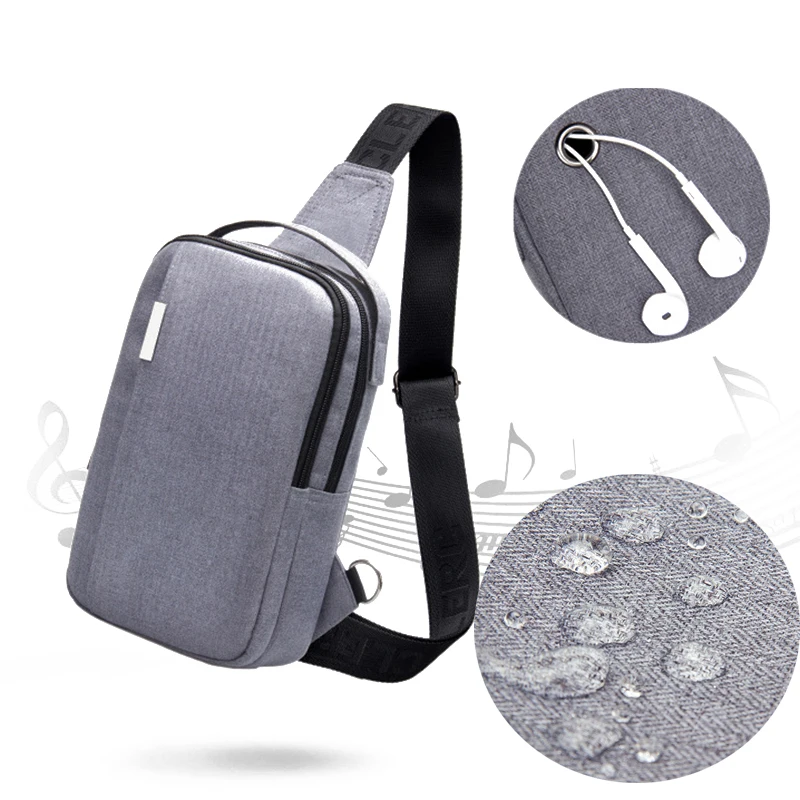 DANJUE Business Chest Bag Oxford Cloth Waterproof Bag Multi-pocket Chest Bag With Headphone Hole