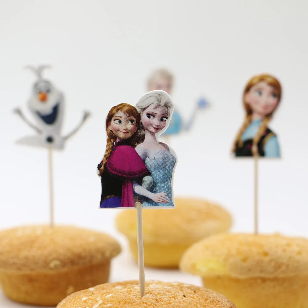 Снежная Королева Эльза Анна Cupcake Toppers выборка Дети День рождения украшения кекс