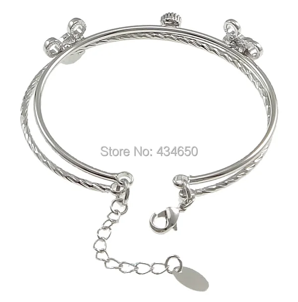 Free shipping!!!Brass Bangle Bling with 1.5lnch extender chain platinum plated enamel &amp rhinestone 2-strand nickel | Украшения и