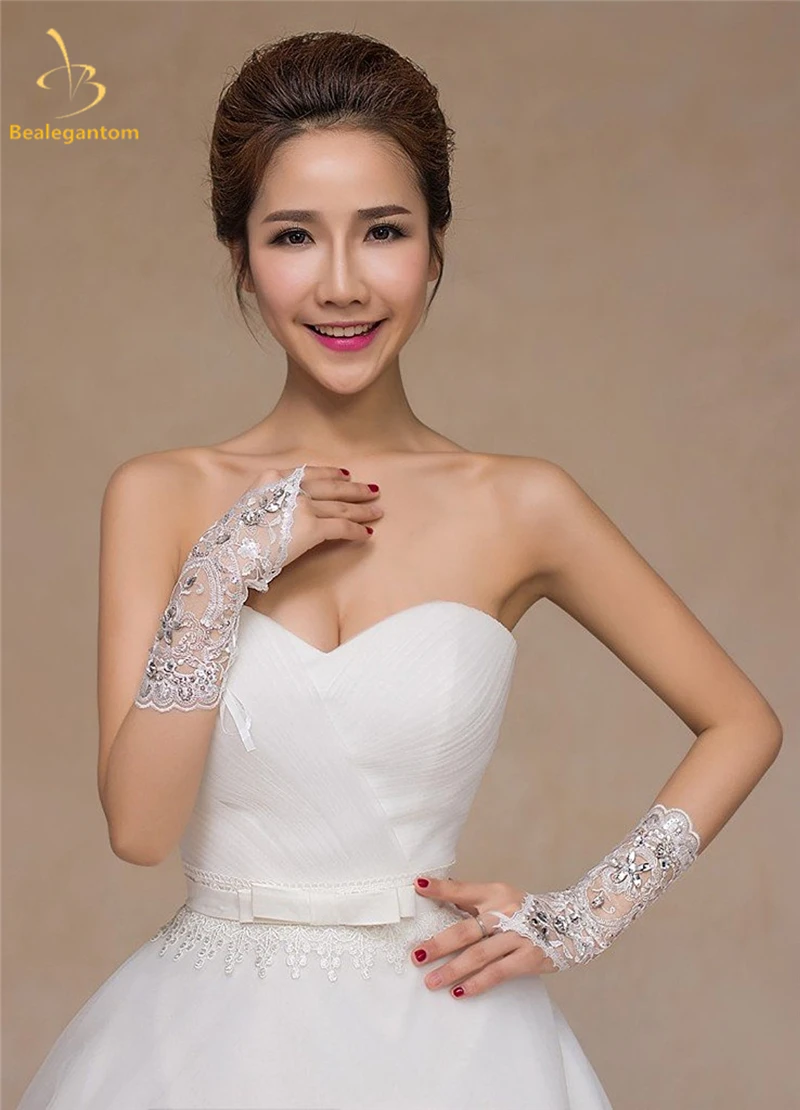 Перчатки свадебные женские без пальцев с кристаллами | Свадьбы и торжества