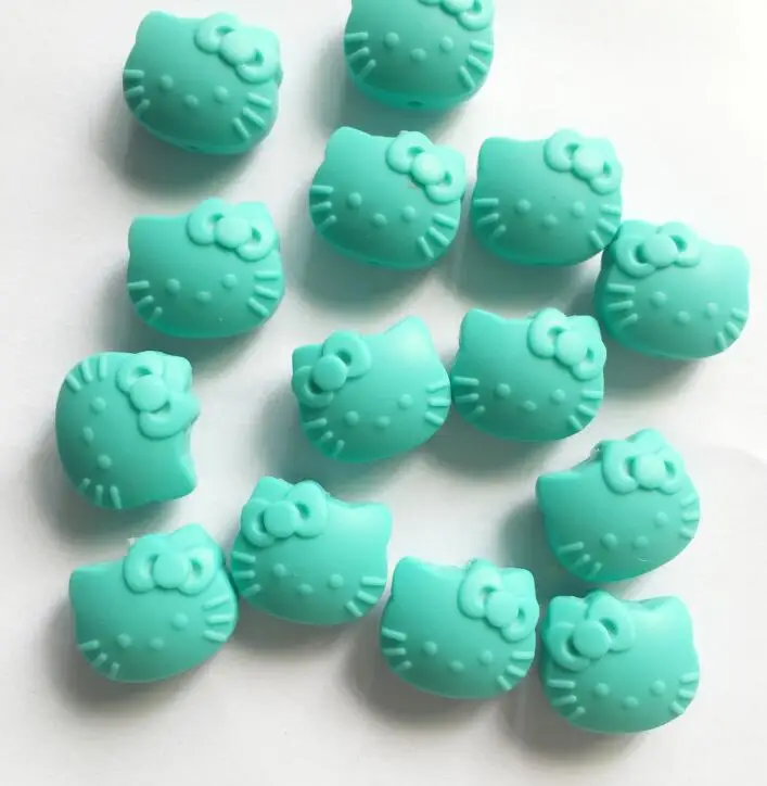 turquoise 20 шт. мультфильм Hello Kitty Силиконовый бисер еда без бисфенола-а Силиконовые Прорезыватели для зубов детский Прорезыватель жевательный - Цвет: turquoise