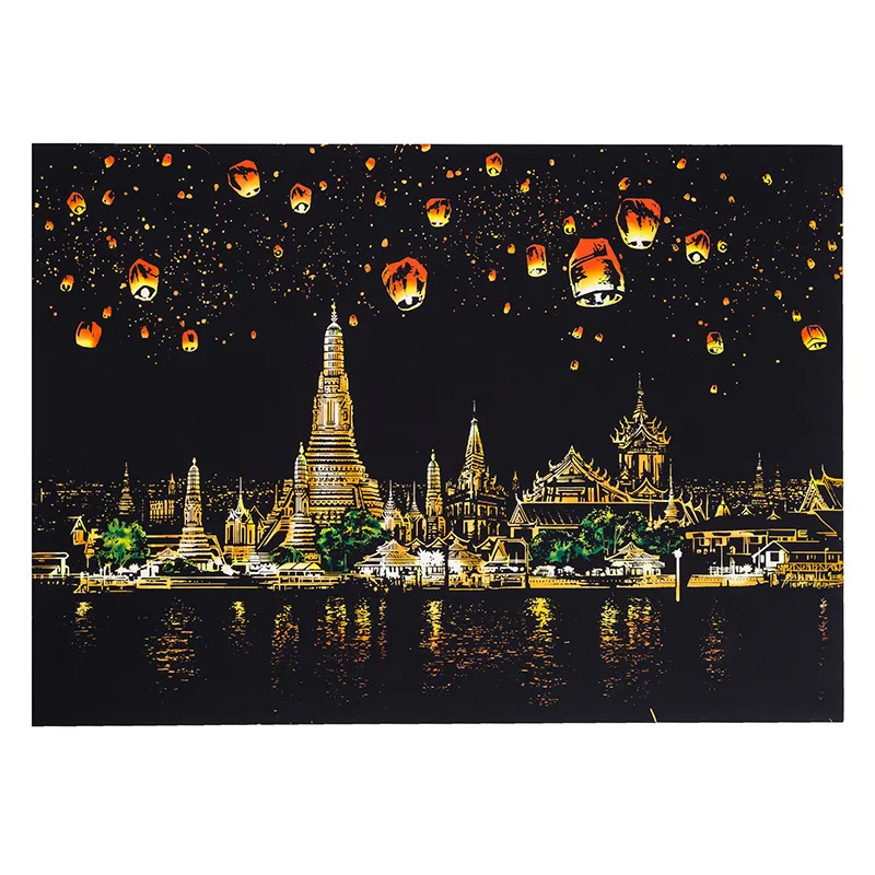 

City Night Scratch Art Doodle Paper DIY Manual Draw Decorative Paintings Creative Christmas Gift