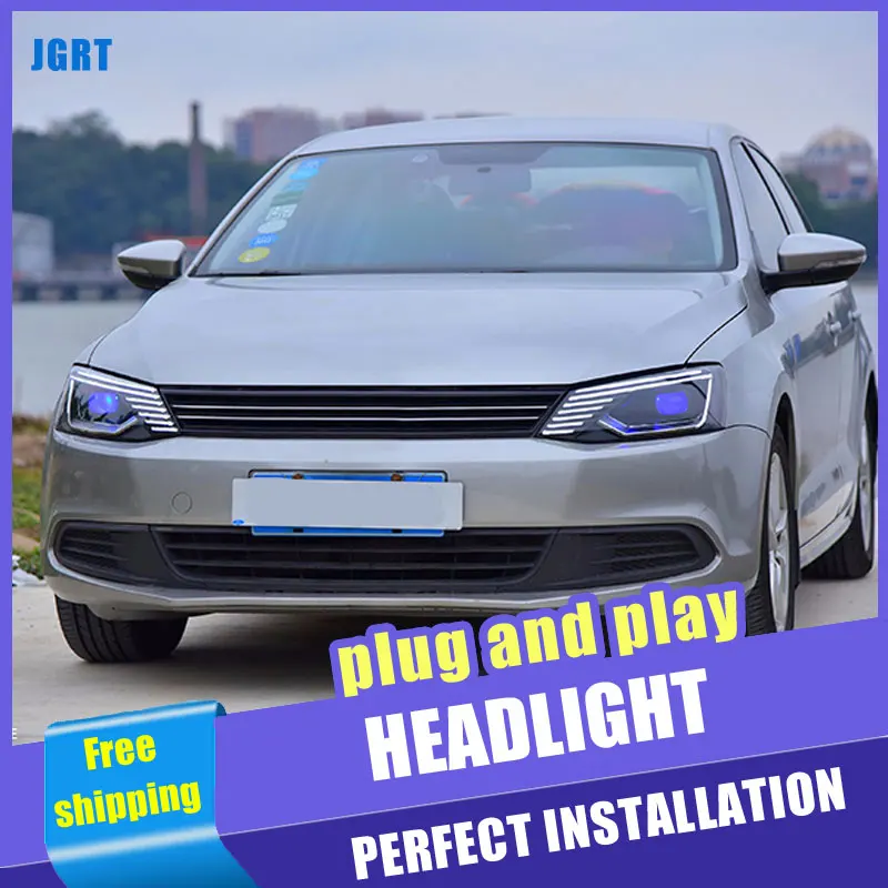 Фары автомобильные 2 шт. светодиодные для VW Jetta 2011-2018 DRL двухлучевые H7 Ксеноновые