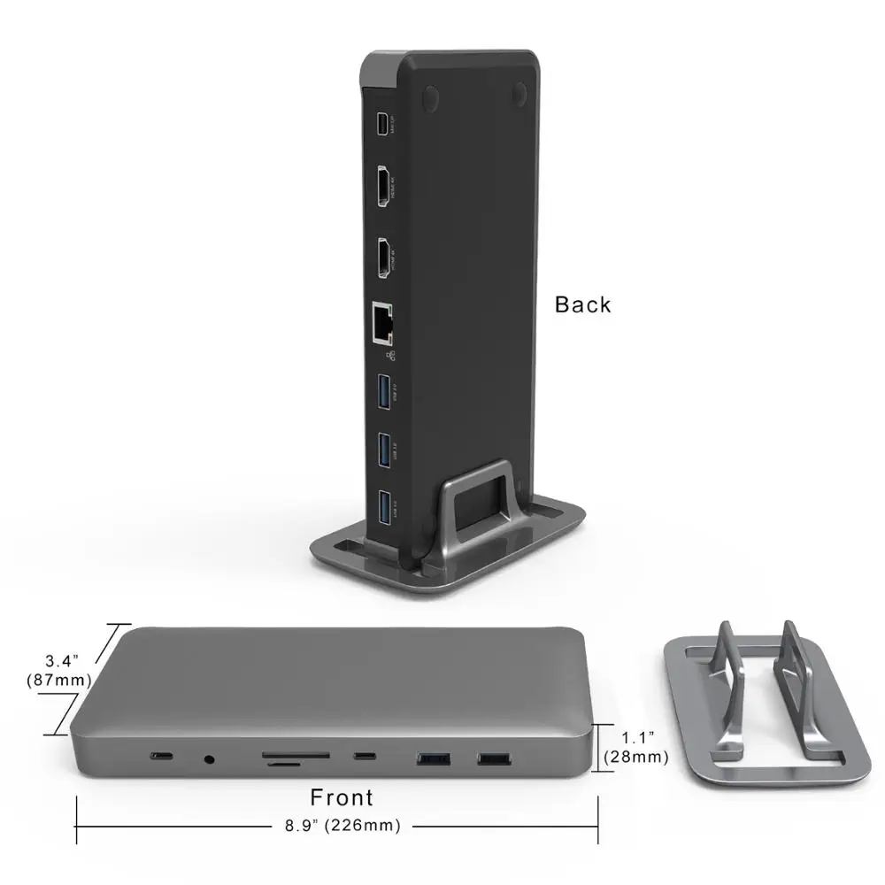 Cacoy универсальная алюминиевая док-станция для MacBook и Windows компьютера (2 HDMI Mini DP 5USB3. 0
