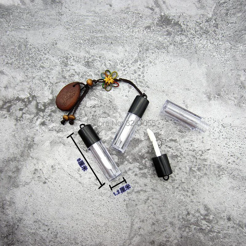 0.8ML 50/100/200pcs Mini DIY Cosmetic Liquid Lipstick Sample Tube Plastic Small Clear Lip Gloss Refillable Bottle with Black Lid | Красота и