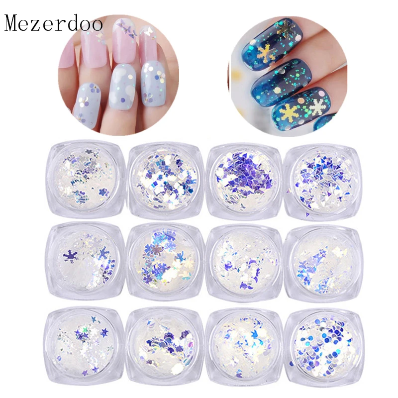 12 шт. AB блёстки Хамелеон цвета ногтей блеск хлопья УФ Гель лак Звезда Сердце