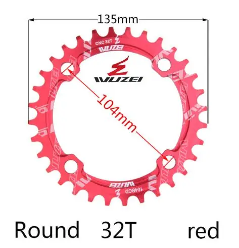 Red 32T Шатун MTB велосипед 1 скоростная система цепное кольцо шатун дорожный одиночный 104 BCD 32 T/34 T/36 T/38 T 11s 10s 9s 1*11 bmx цепное колесо - Цвет: Red 32T