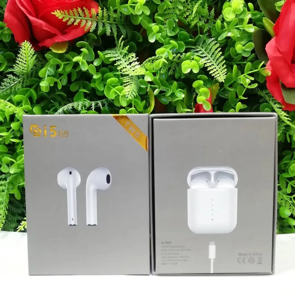 I5 TWS Bluetooth гарнитура беспроводная 5 0 с беспроводной зарядкой нарезание сенсорного